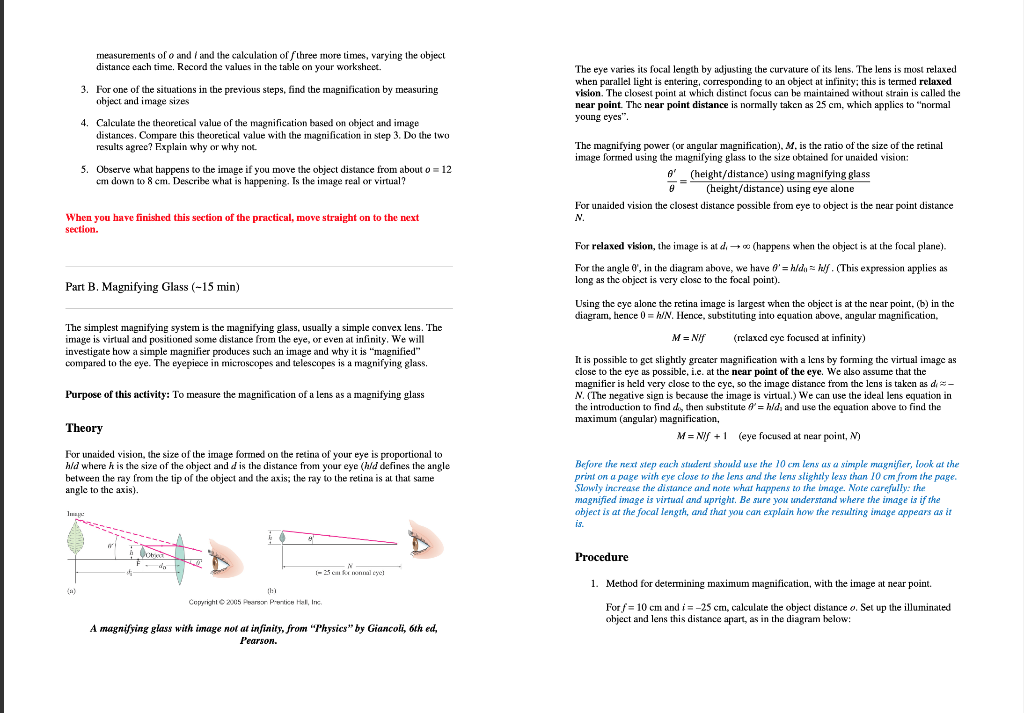 Solved Optics Practical - Lenses & Microscopes (on-campus | Chegg.com