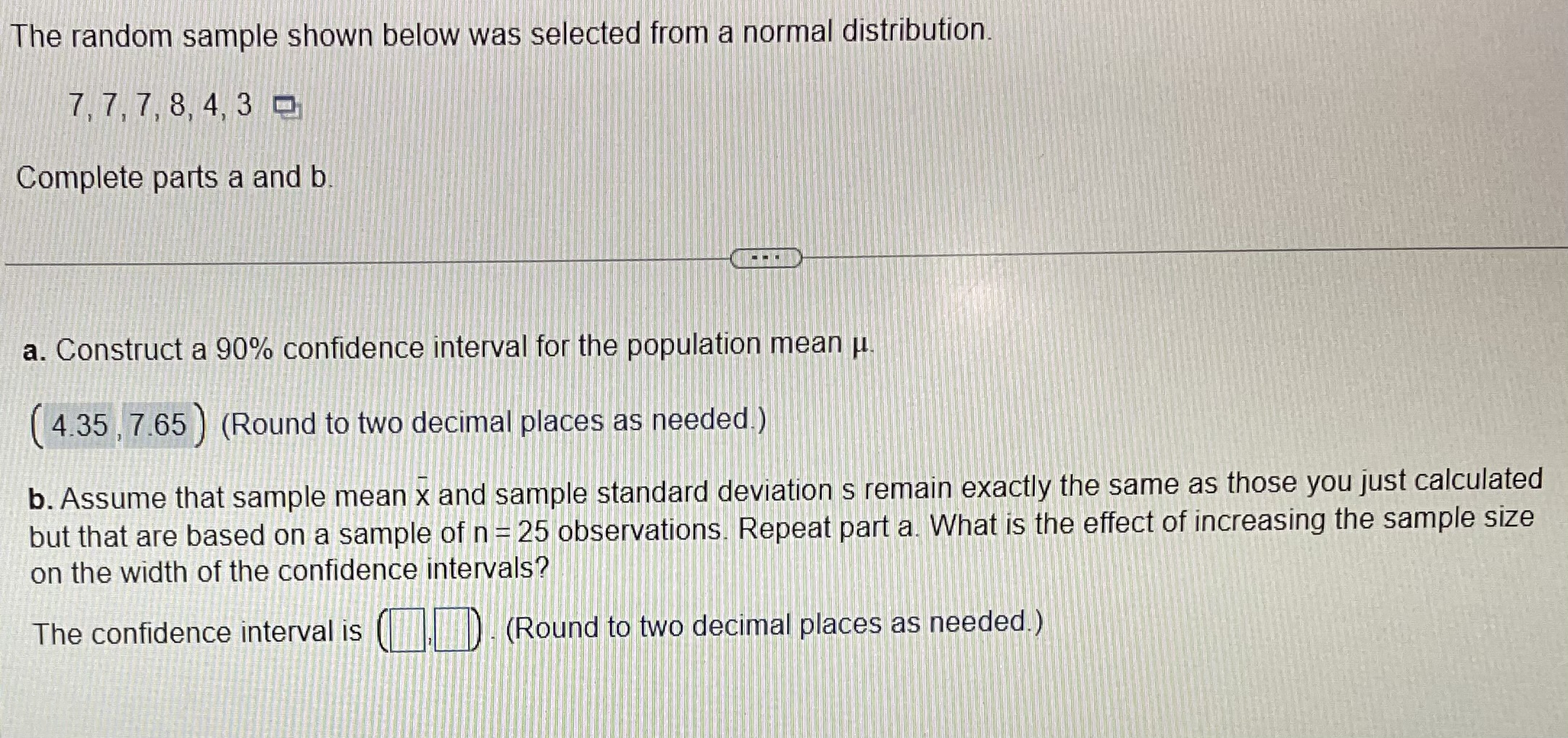 Solved The Random Sample Shown Below Was Selected From A 