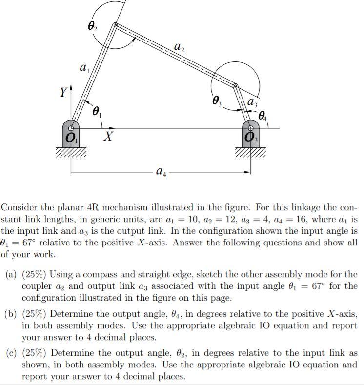 Solved 4 In The Planar Mechanism Illustrated Below Link 2 Or Cheggcom