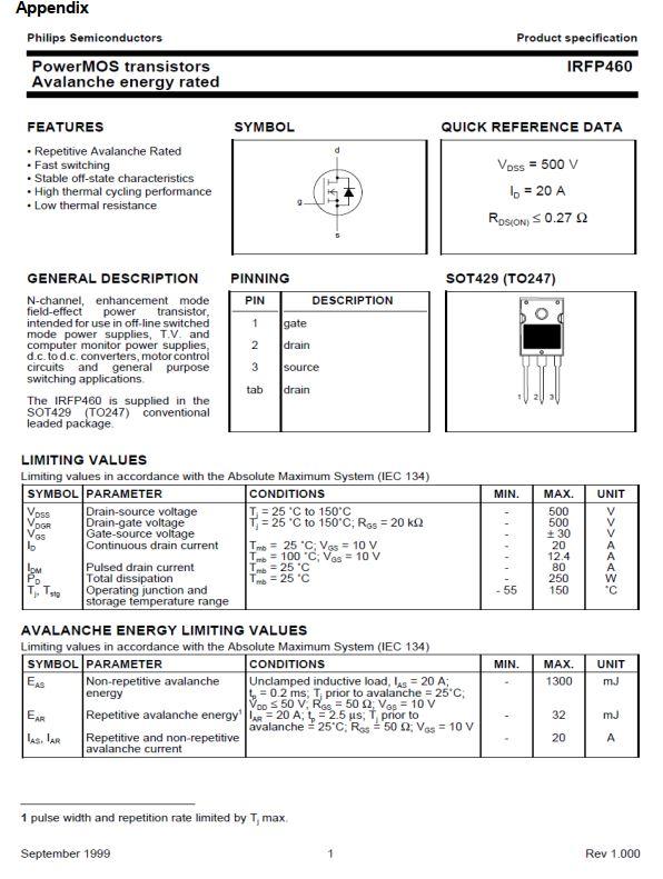 Solved (d) An IRFP460 (datasheet at appendix) power MOSFET