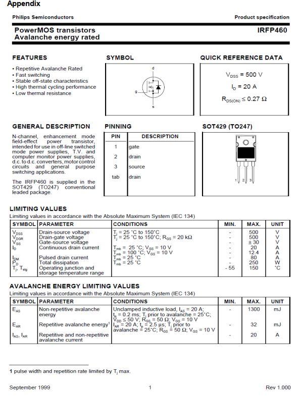 IRFP460 MOSFET Pinout, Datasheet, Equivalent, Circuit, And, 51% OFF