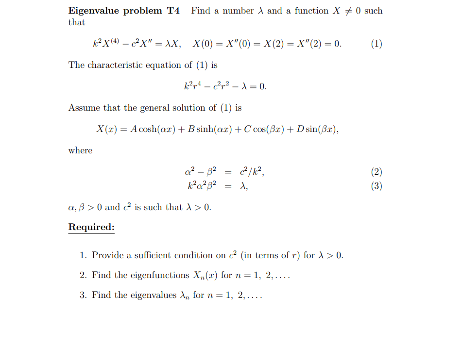 Solved Eigenvalue problem T4 Find a number λ and a function | Chegg.com