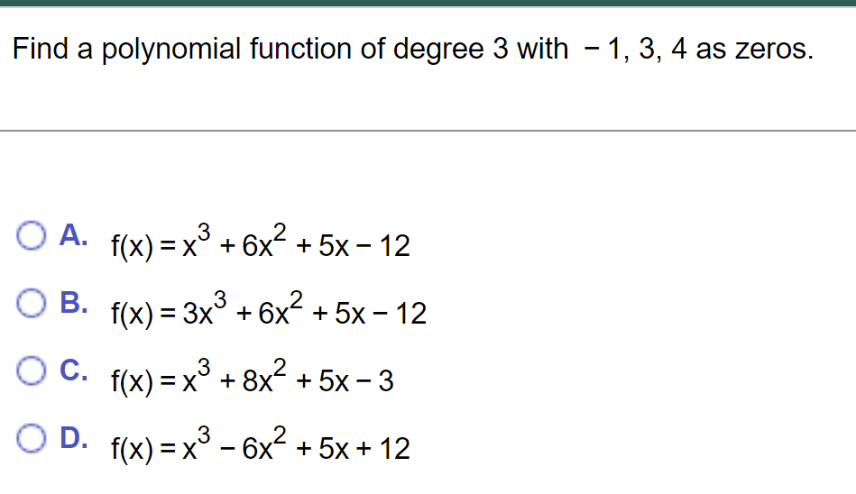 write your own polynomial f(x) of degree 3 or higher