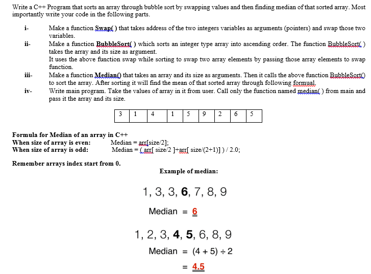 Solved Write a C++ program to implement Bubble Sort and