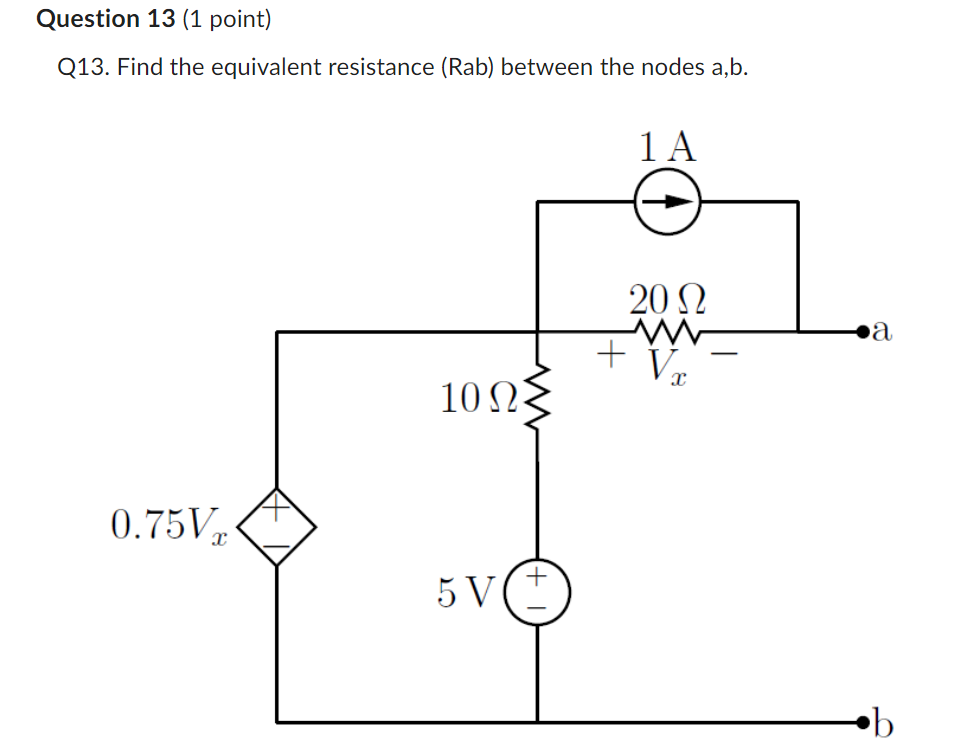  solved q13 find the equivalent resistance rab betwee
