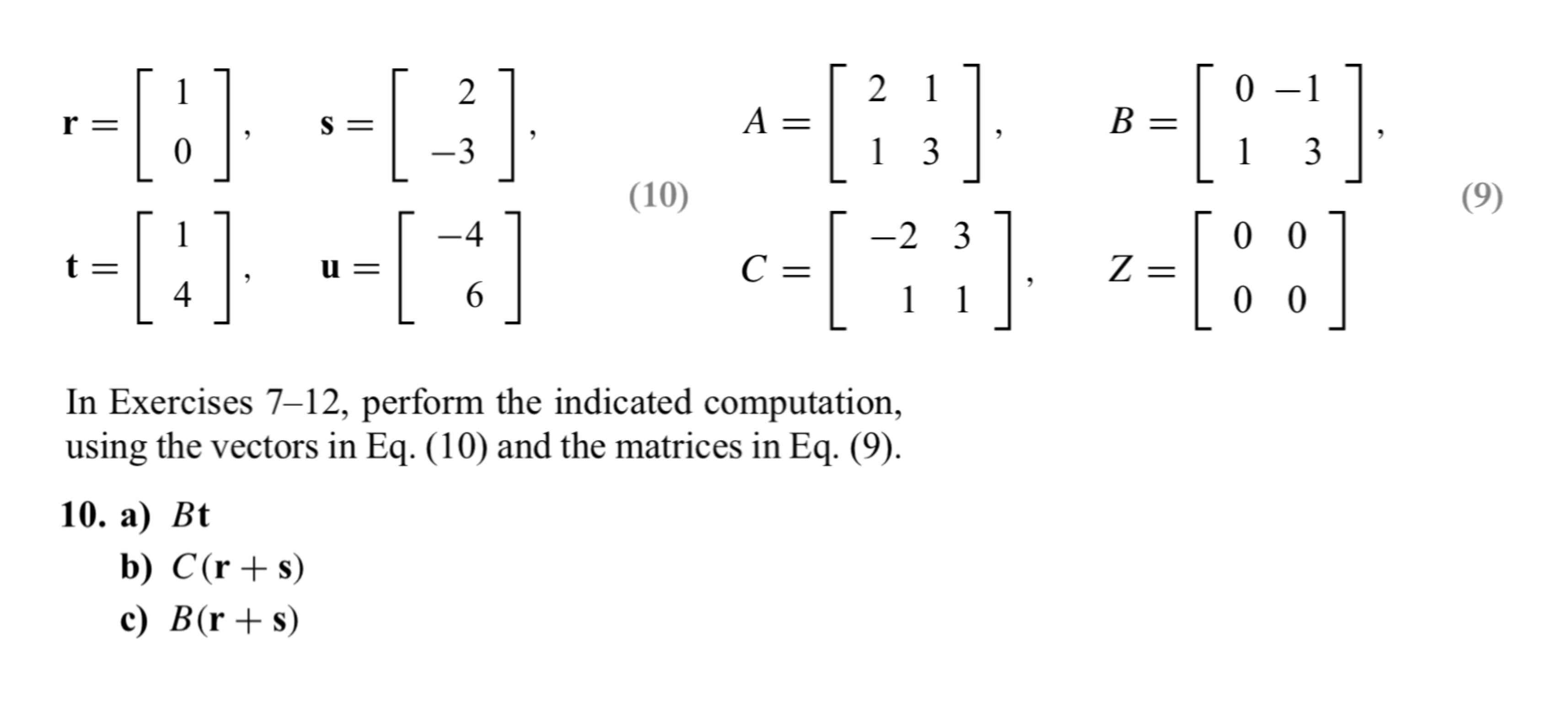 Solved In Exercises 7-12, ﻿perform the indicated | Chegg.com