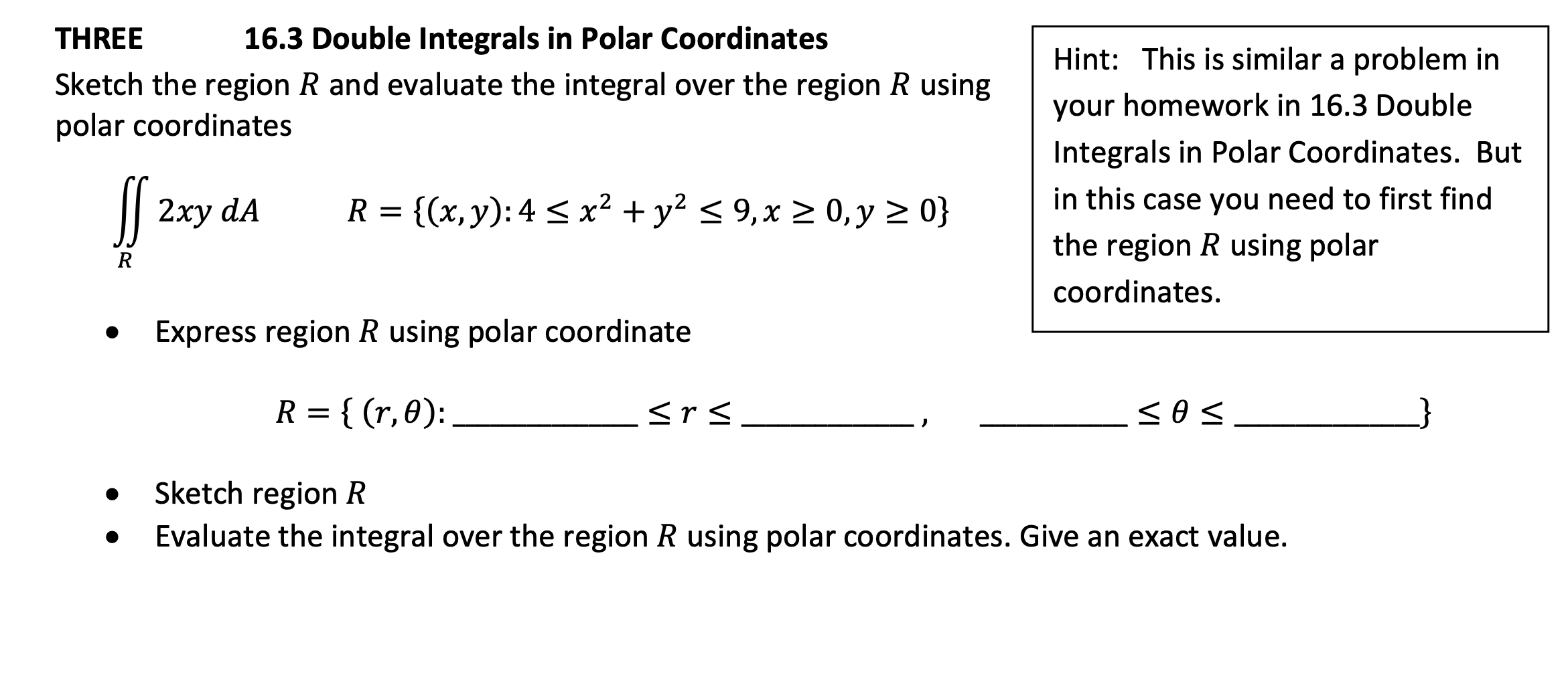 Solved THREE 16.3 Double Integrals in Polar Coordinates | Chegg.com