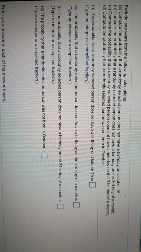 Solved Exclude Leap Years From The Following Calculations. | Chegg.com