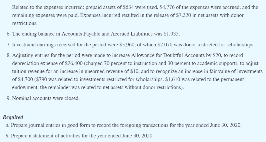Related to the expenses incurred: prepaid assets of $534 were used, $4,776 of the expenses were accrued, and the remaining ex