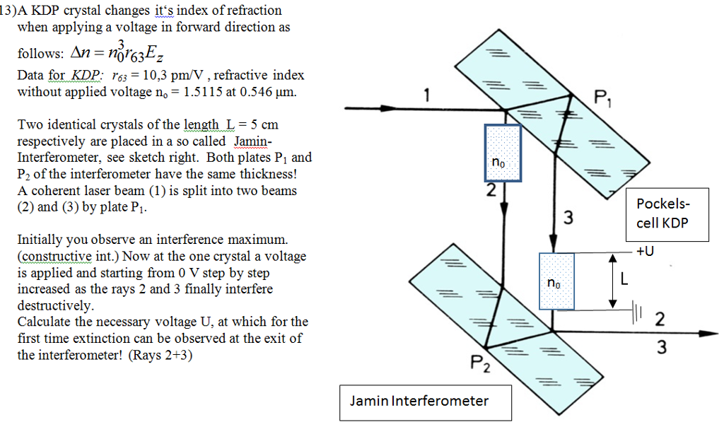 13)A KDP crystal changes it's index of refraction