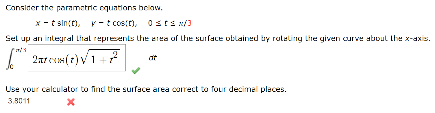 Solved Consider the parametric equations below. X = t | Chegg.com