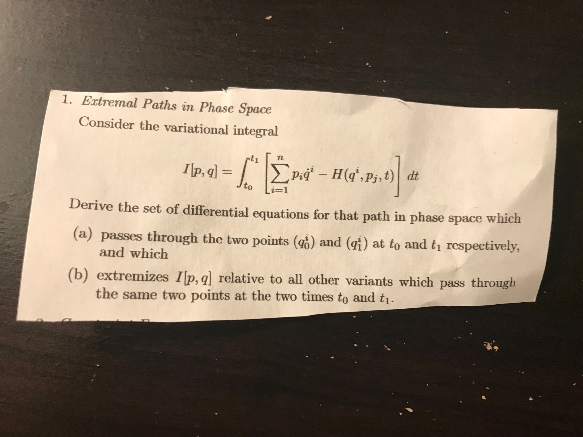 Solved 1. Extremal Paths in Phase Space Consider the | Chegg.com