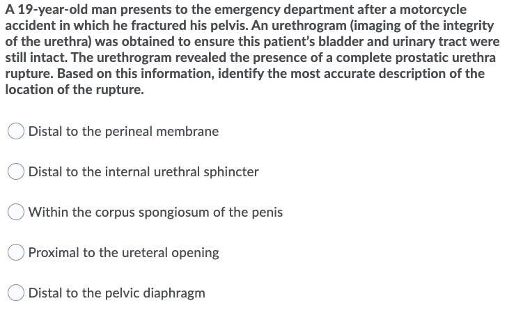 Solved A 19-year-old man presents to the emergency | Chegg.com