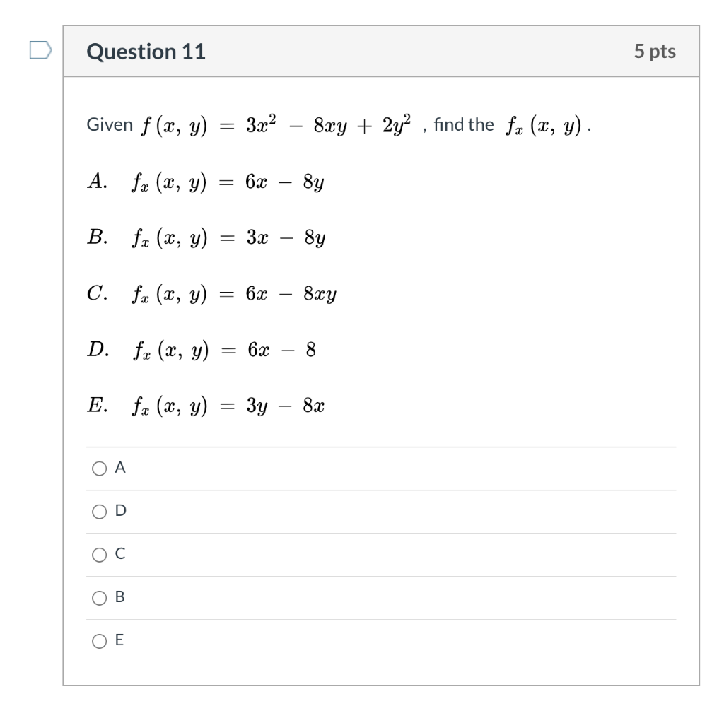 Question 10 5 Pts Given F X Y 5x2 9xy 2y2 Chegg 