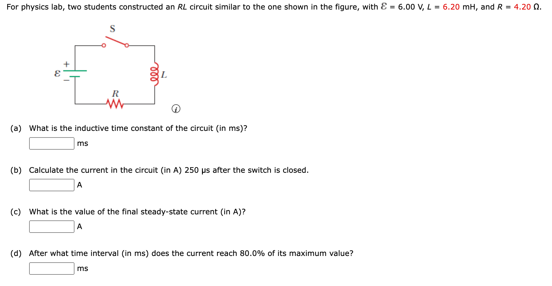 Solved For physics lab, two students constructed an RL | Chegg.com