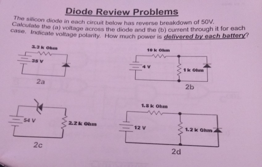 Solved Diode Review Problems The silicon diode in each | Chegg.com