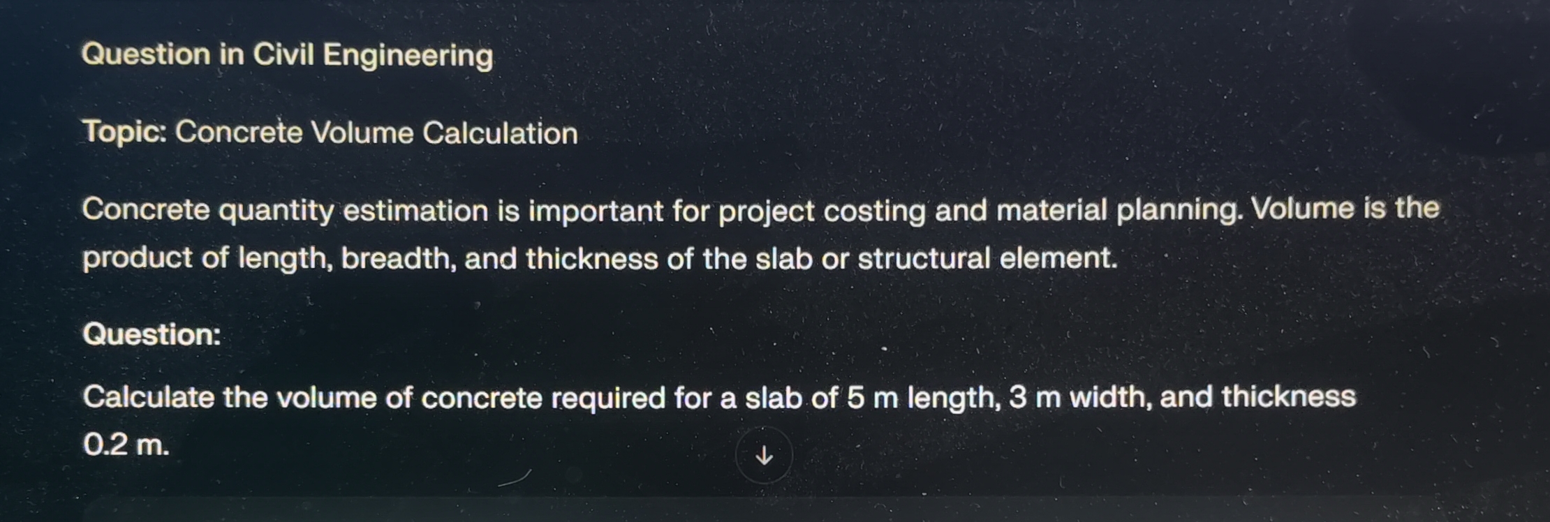 Solved Question in Civil Engineering Topic: Concrete Volume | Chegg.com