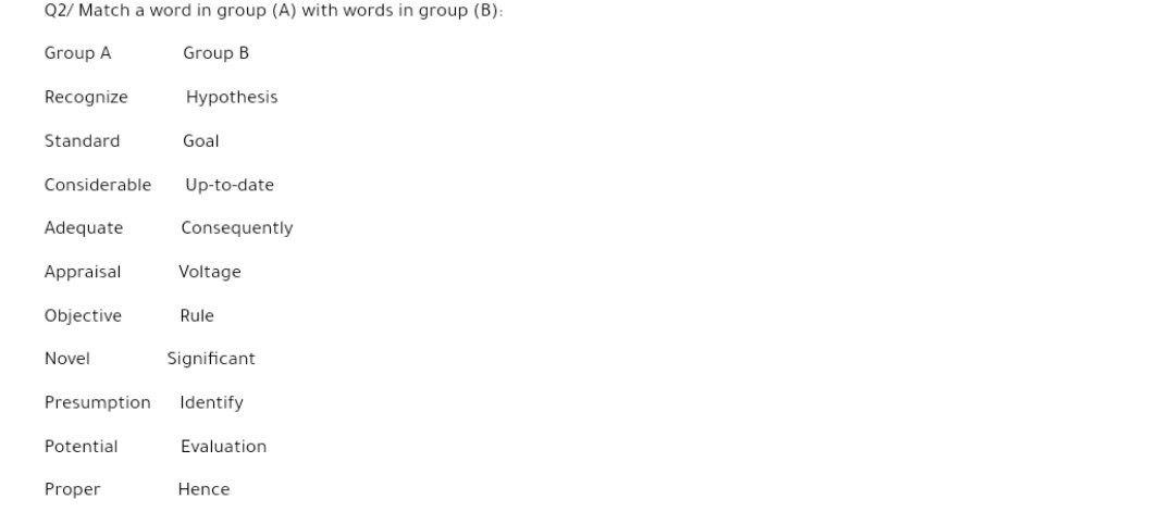 Solved Q2/ Match A Word In Group (A) With Words In Group (B) | Chegg.com