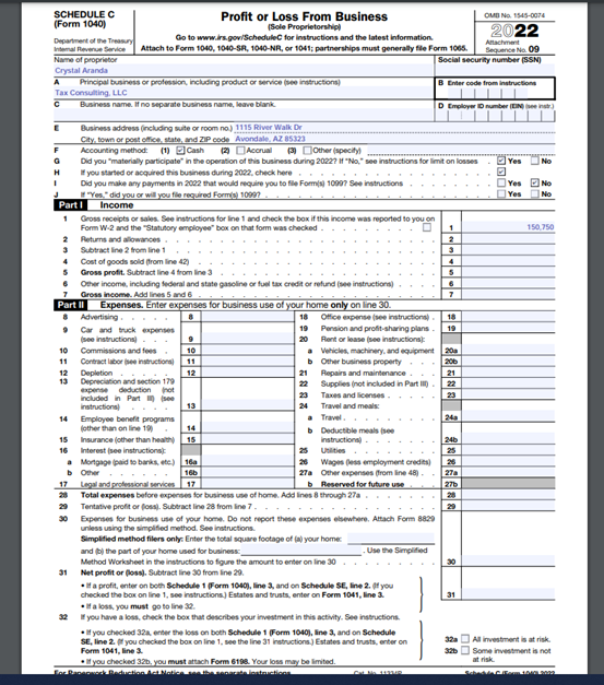 Part II Expenses. Enter expenses for business use of | Chegg.com