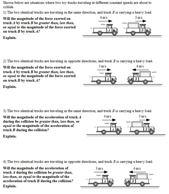 Solved Shown below are situations where two toy trucks