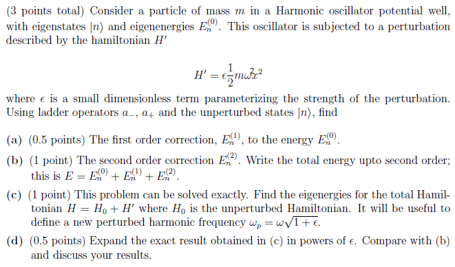 Solved (3 points total) Consider a particle of mass m in a | Chegg.com