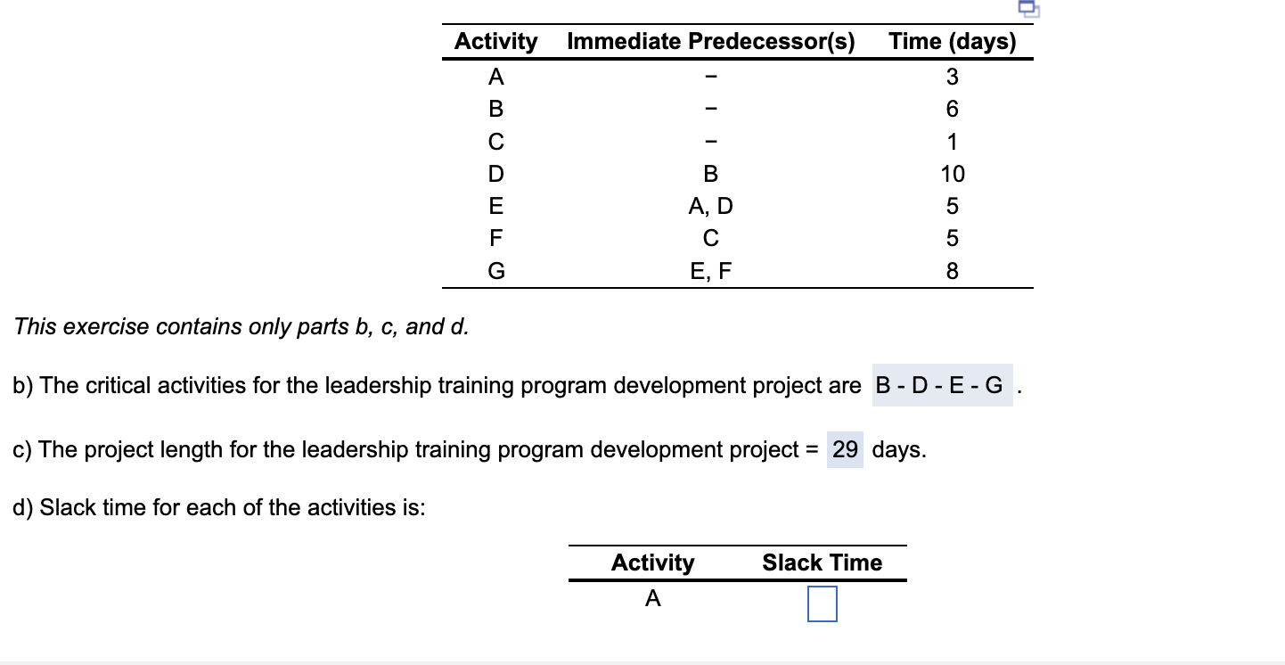 This Exercise Contains Only Parts B,c, And D B) The | Chegg.com