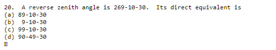 Solved Its direct equivalent is 20. A reverse zenith angle | Chegg.com