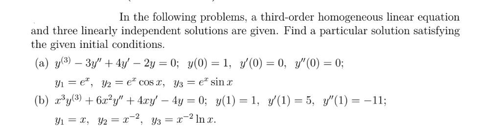 Solved = = In the following problems, a third-order | Chegg.com