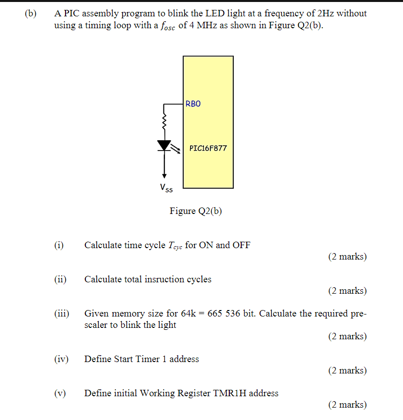 Solved (b) A PIC assembly program to blink the LED light at | Chegg.com