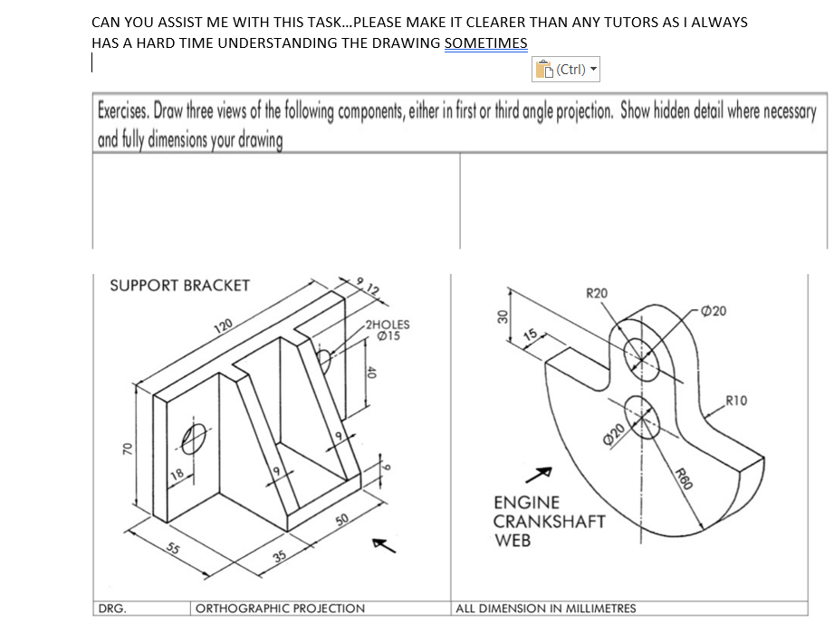 First Angle Orthographic Projection Exercises