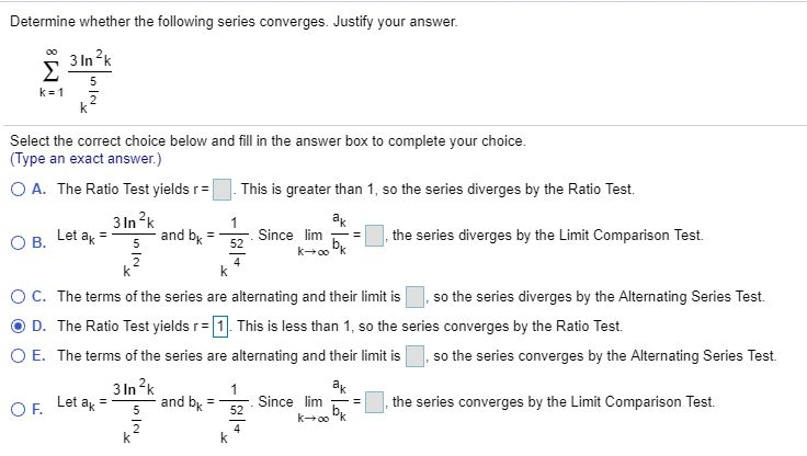 Solved Determine Whether The Following Series Converges 6089