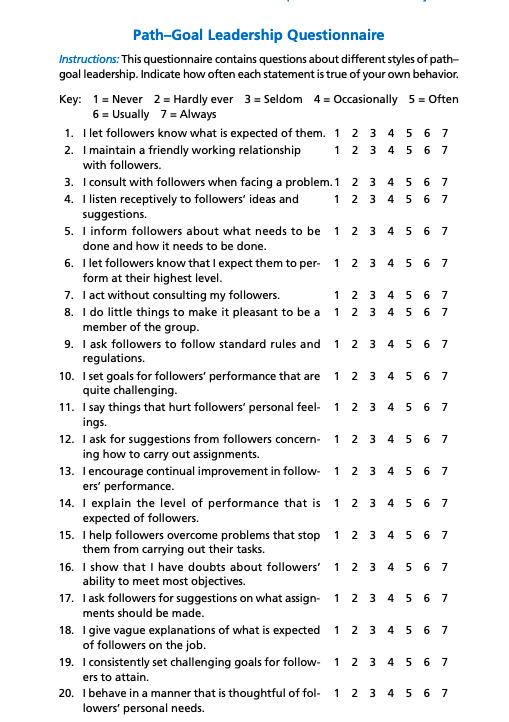 1 2 6 7 Path Goal Leadership Questionnaire 