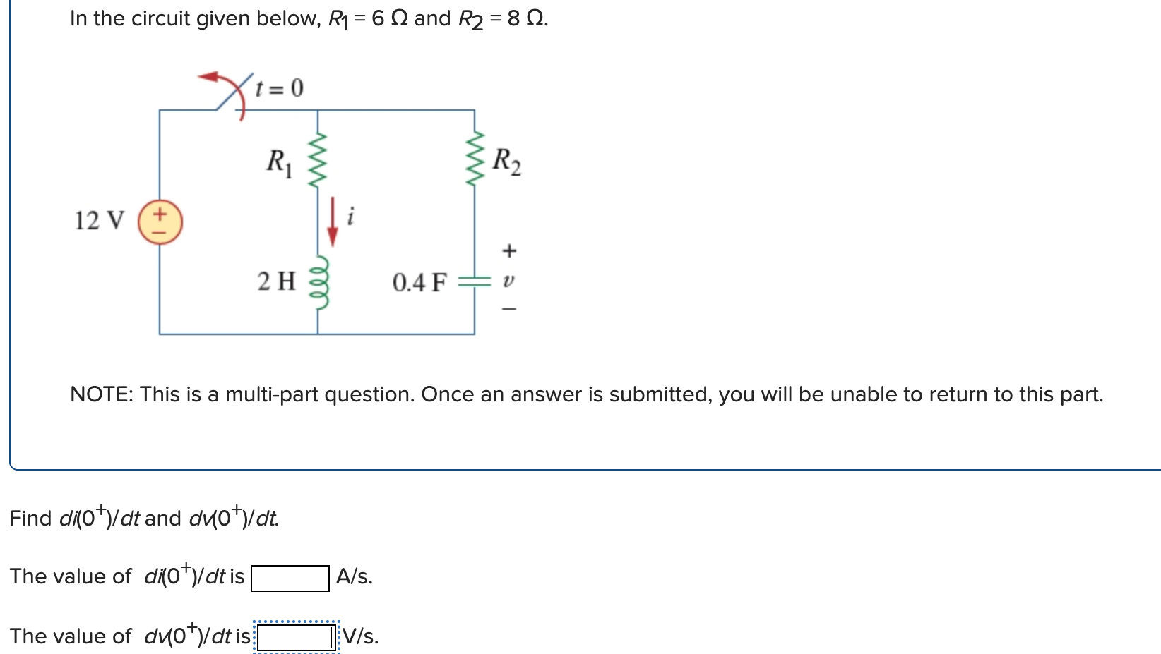 Solved In The Circuit Given Below R1 6Ω And R2 8Ω Note