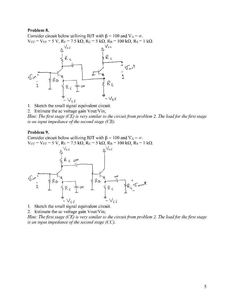 Solved Problem 1 Consider Common Emitter Amplifier Circu Chegg Com