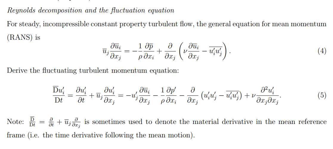 Reynolds decomposition and the fluctuation equation | Chegg.com