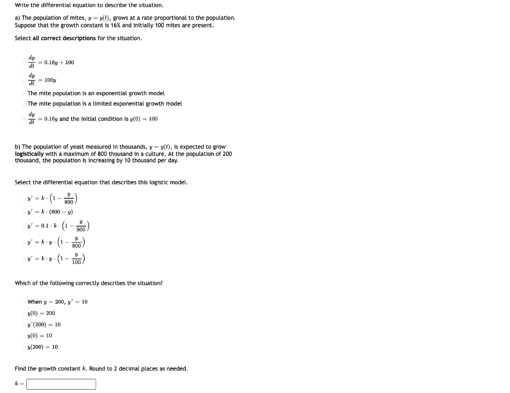 Solved Write the differential equation to describe the | Chegg.com