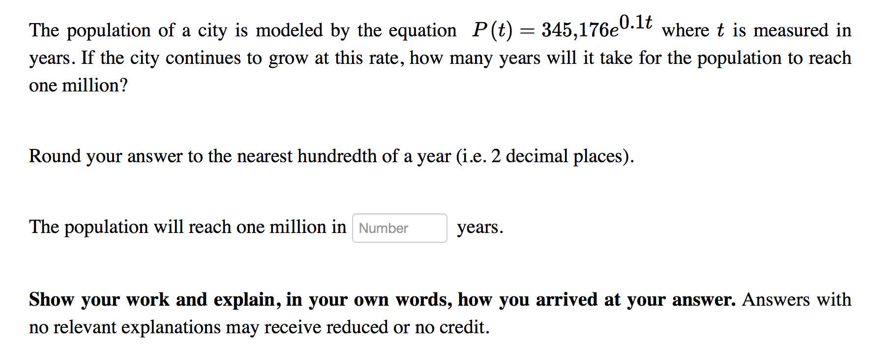 Solved The Population Of A City Is Modeled By The Equation