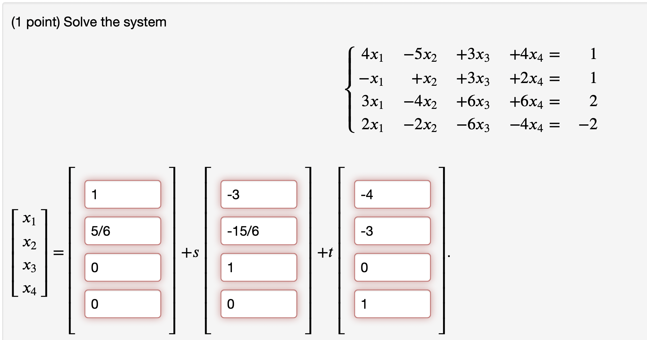 Solved 1 Point Solve The System