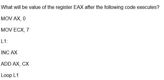 Solved What Will Be Value Of The Register EAX After The | Chegg.com