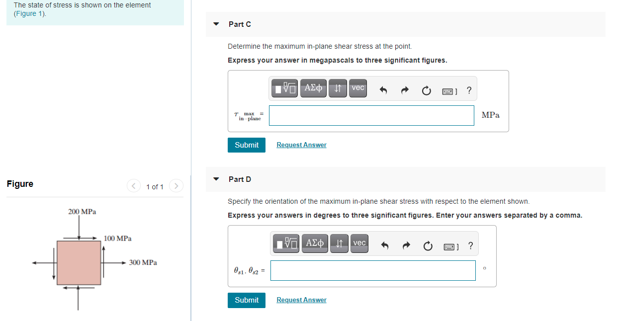 Solved The State Of Stress Is Shown On The Element (Figure | Chegg.com