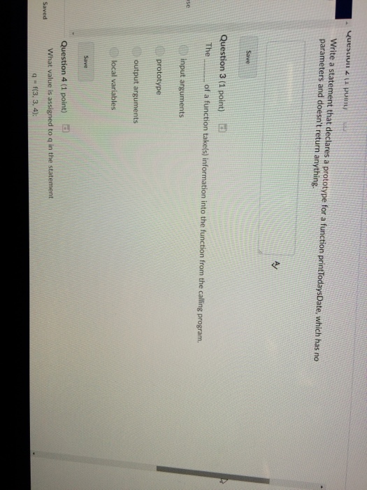 Solved Write a statement that declares a prototype for a | Chegg.com