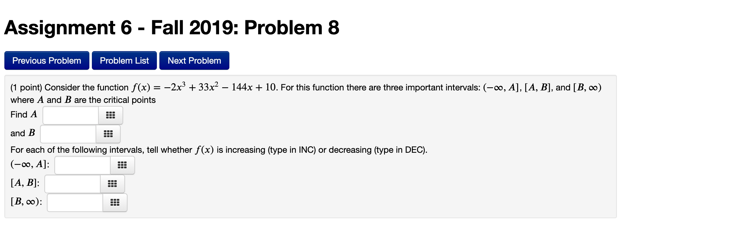 Solved Assignment 6 - Fall 2019: Problem 8 Previous Problem | Chegg.com