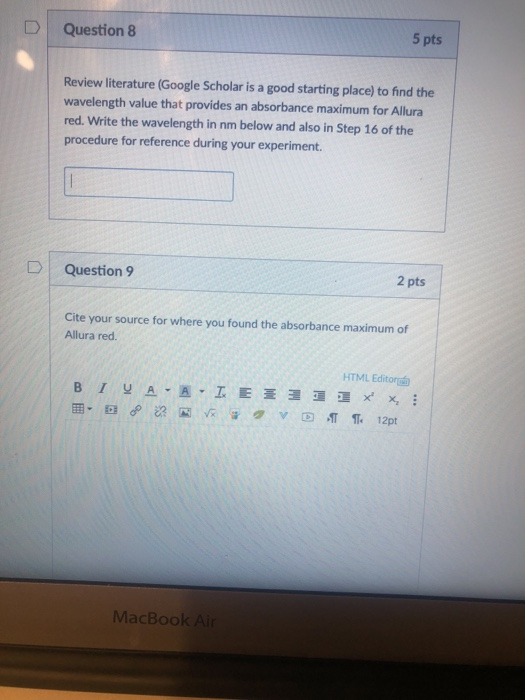 Solved D Question 8 5 pts Review literature (Google Scholar | Chegg.com