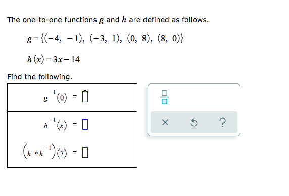 Solved The One To One Functions G And H Are Defined As Fo Chegg Com