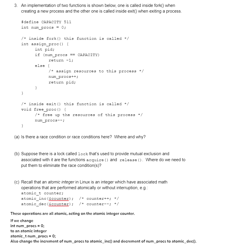 3. An implementation of two functions is shown below, | Chegg.com