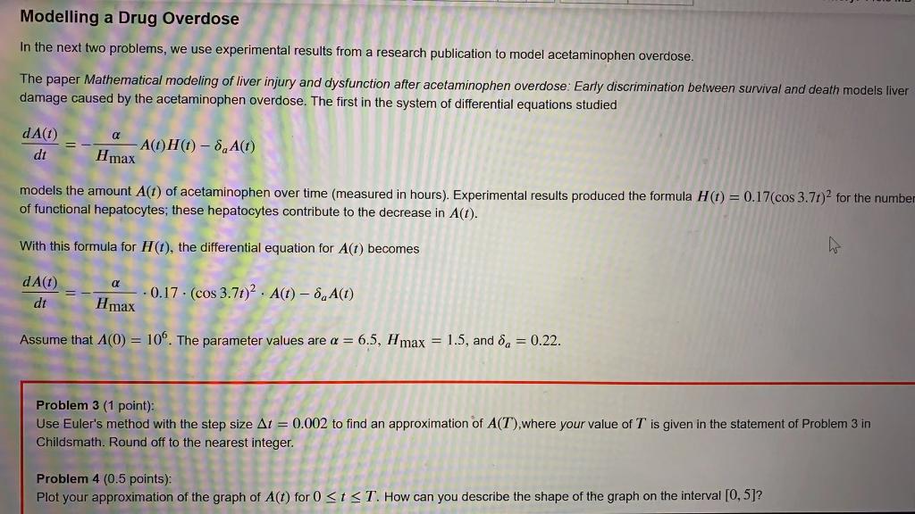 Problem 3 (1 point): Use Euler's method with the step | Chegg.com