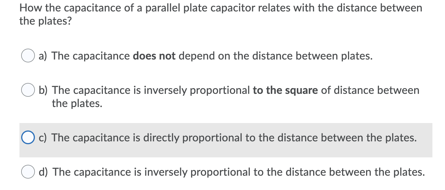 Solved How the capacitance of a parallel plate capacitor | Chegg.com