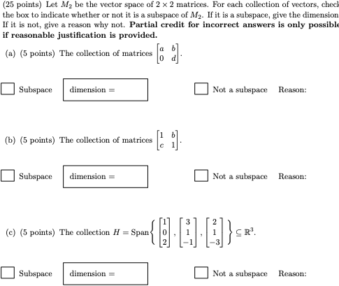 Solved (25 points) Let M, be the vector space of 2 x 2 | Chegg.com