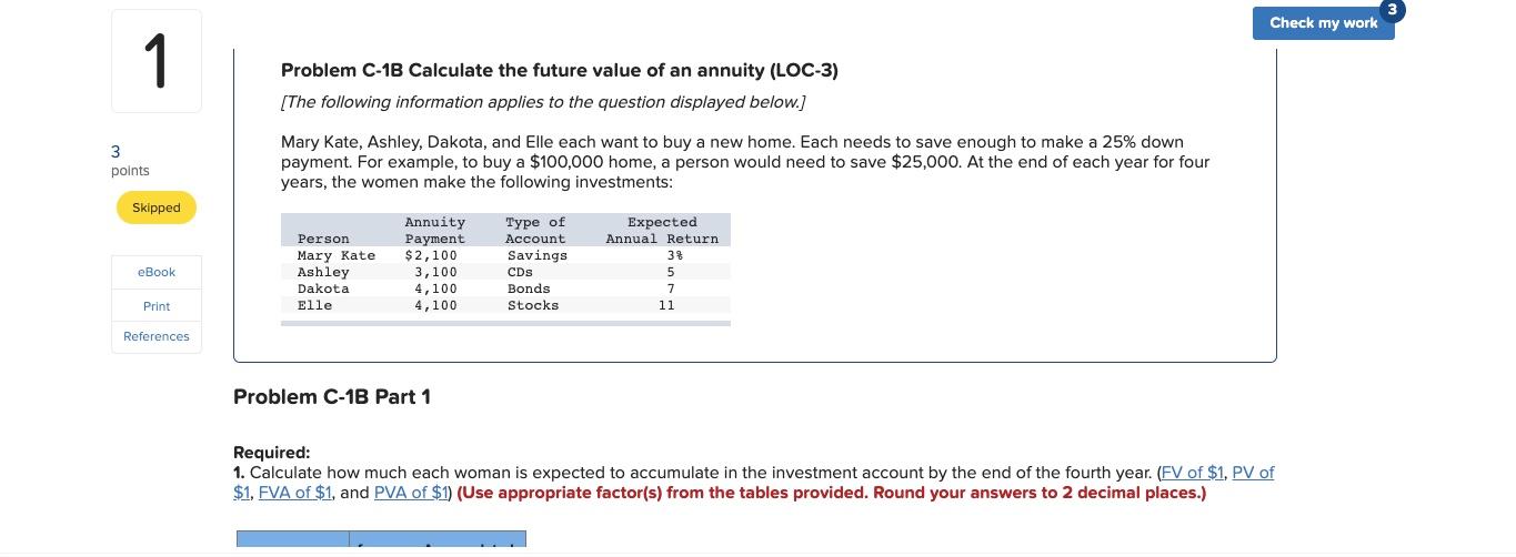 Solved Check My Work 1 Problem C-1B Calculate The Future | Chegg.com