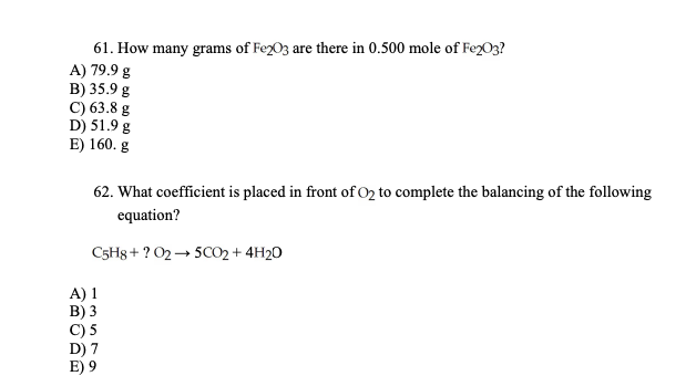 Solved 61 How Many Grams Of Fe2o3 Are There In 0 500 Mole Chegg Com Solved 61 How Many Grams Of Fe2o3 Are There In 0 500 Mole Chegg Com